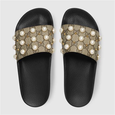 gucci slides with pearls|gucci slides outlet.